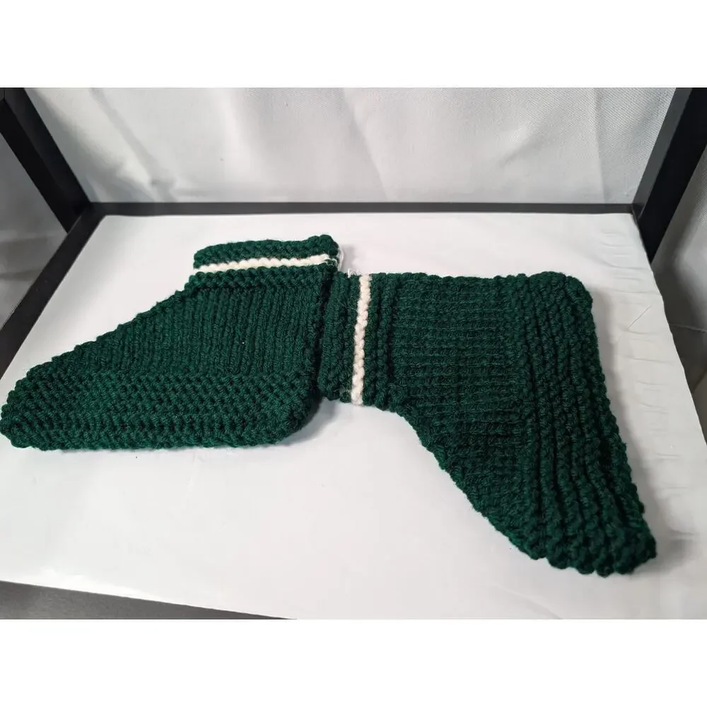 Handmade Dark Green Baby Toddler Booties Slippers